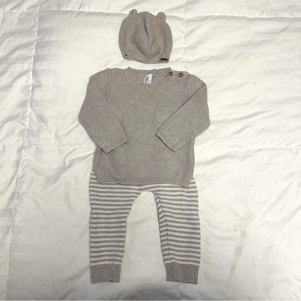 Carter's Beige Knit 3 Piece Outfit- 18 Months